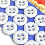 White 3/8" Four-Hole Vintage Buttons, Card of 18, Porcelain, Never Circulated #BK-403