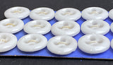 White 3/8" Four-Hole Vintage Buttons, Card of 18, Porcelain, Never Circulated #BK-403