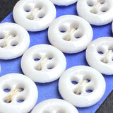 White 3/8" Four-Hole Vintage Buttons, Card of 18, Porcelain, Never Circulated #BK-403