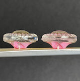 Pink and Clear Crystal Piecrust Glass Vintage Buttons, Pre-WWII, 1/2" New Old Stock, Per Button #BK-404