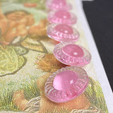 Pink and Clear Crystal Piecrust Glass Vintage Buttons, Pre-WWII, 1/2" New Old Stock, Per Button #BK-404