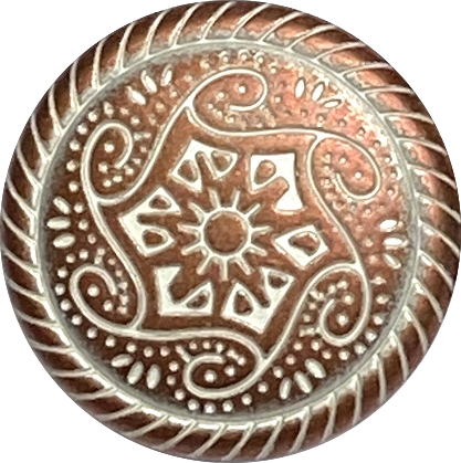 Copper/White 'Andalucia' Metal Button 13/16" / 20mm Shank Back #SWC-154