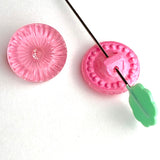 Opaque Pink Piecrust Vintage Glass Button, Pre-WWII, 1/2" New Old Stock, Per Button #BK-407