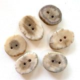 Tan/Light Brown Cross-Cut Genuine Antler Buttons 1" to 1-1/4" Mostly Oval  #SW-201