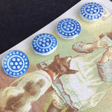 Set of 4 Blue/White 5/8" Dotty Vintage Glass Vintage Buttons, Pre-WWII, New Old Stock,  #BK-408