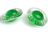 Set of 6, Green/Clear Crystal 1/2" Vintage Glass Buttons, New Old Stock,  #BK-409