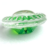 Set of 6, Green/Clear Crystal 1/2" Vintage Glass Buttons, New Old Stock,  #BK-409