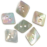 Moonrise Shell Vintage Diamond-Shape Buttons, 5/8" x 1/2" Two-Hole Set of 6, 1940's  #BK-07