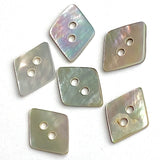 Moonrise Shell Vintage Diamond-Shape Buttons, 5/8" x 1/2" Two-Hole Set of 6, 1940's  #BK-07