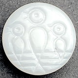 Hidden Birds White Vintage Glass 9/16" Button, New Old Stock,  #BK-410