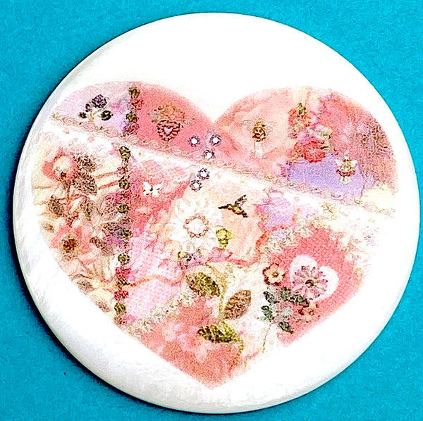 Crazy Quilt Heart, Mother of Pearl, No Shank, 1-3/8" #SC-1657NS by Susan Clarke