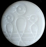 Hidden Birds White Vintage Glass 9/16" Button, New Old Stock,  #BK-410