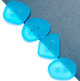 Lighter Aqua Blue Faux Sea Glass 2-Hole Button, from Recycled Glass Bottles 3/4"-7/8"