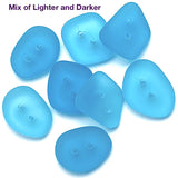 Darker Aqua Blue Faux Sea Glass 2-Hole Button, from Recycled Glass Bottles 3/4"-7/8"