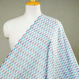 Small Mountains Blue/Purple/White Ikat, Silk/Cotton Handloom from India By the Yard  #TK-47