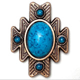 Copper/Blue Turquoise Aztec Star Screw Back Concho 1.5"  #SWH-123
