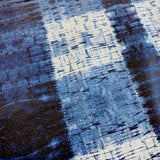 Remnant, 'Pleat Plaid Shibori Indigo' Art Cotton Print by Kim Eichler-Messmer, 44" Wide, 33" Long # 1453