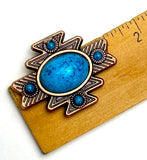 SALE, Copper/Blue Turquoise Aztec Star Screw Back Concho 1.5"  #SWH-123