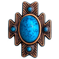Re-Stocked, Copper/Blue Turquoise Aztec Star Screw Back Concho 1.5"  #SWH-123