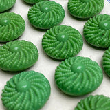 Green Vintage Glass 3/4" Buttons, European New Old Stock, Card of 24, #BK-914