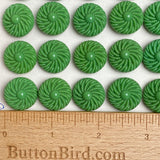 Green Vintage Glass 3/4" Buttons, European New Old Stock, Card of 24, #BK-914