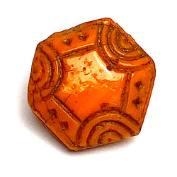 Tiny Rustic Orange/Brown Glass 3/8" Button, #BK-412