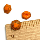 Tiny Rustic Orange/Brown Glass 3/8" Button, #BK-412