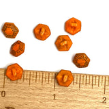 Tiny Rustic Orange/Brown Glass 3/8" Button, #BK-412