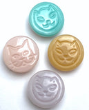 Pastel Kitty Vintage Glass 9/16" Cat Buttons, Color Mix, Set of 4, #BK-414