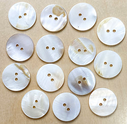 Re-Stocked at Lower Price, Honey-White-Taupe 7/8"-15/16" Iridescent Pearl Shell Round 2-Hole Buttons, 22/23mm, Pack of 25,   Item # LP-72