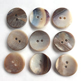 LAST 2 PACKS, Mocha Browns Melange, 13/16" Shell, Round 2-Hole, 20mm Pack of 14 Buttons.  #23-170