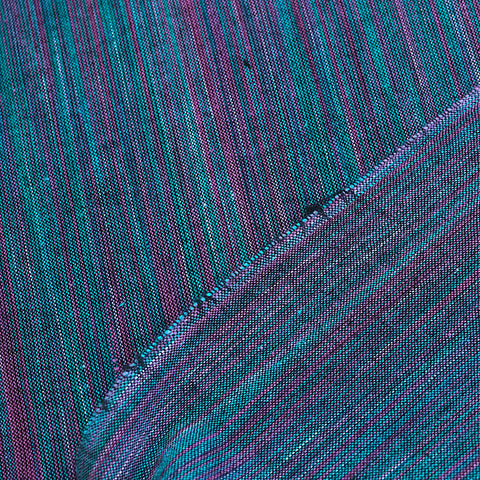 LAST 2 YARDS, Turquoise/Magenta Shot Stripes Cotton By the Yard.  #CHL-029