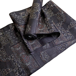Black/Rust/Gray Vintage Tsumugi, Silk Ikat from Japan, Probably Oshima by the Yard, #766