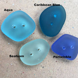 Lighter Aqua Blue Faux Sea Glass 2-Hole Button, from Recycled Glass Bottles 3/4"-7/8"