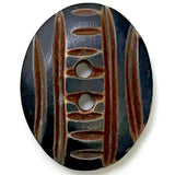 Re-Stocked, Kyoto Black/Brown Oval, Carved Horn Button   1" x 3/4".   #714