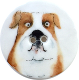 Bulldog Porcelain Button by Kate Holliday 1-1/8" 2 holes Artisan Ceramic