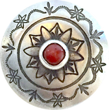 Re-Stocked, Red Bead Canyon, 7/8" Southwest Concho Button, Nickel Silver, Shank Back USA #SW-73