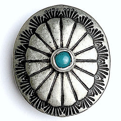 Blue Bead Star, 1" Oval w. 'Turquoise' Concho Style Shank Back Button #SW-15