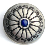 Concho Sunflower Button with "Lapis" Stone, Nickel Silver 13/16"   #SW-223