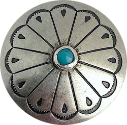 Re-Stocked 1.25" Southwest Zinnia with 'Turquoise'  Shank Back Button 1-1/4"   #SW-240