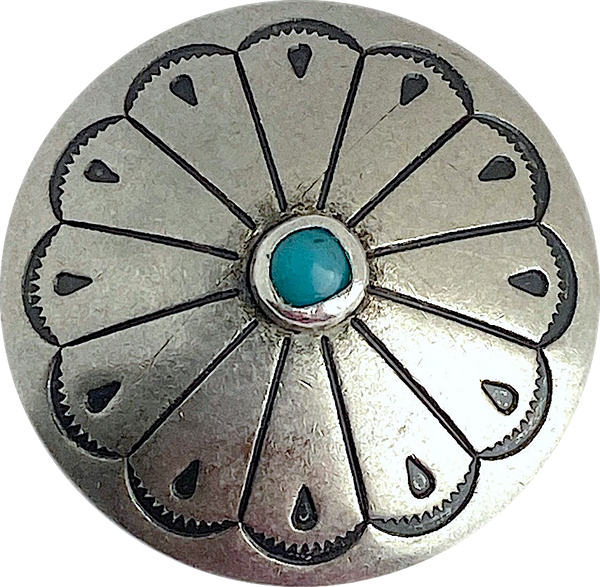 Re-Stocked 1.25" Southwest Zinnia with 'Turquoise'  Shank Back Button 1-1/4"   #SW-240