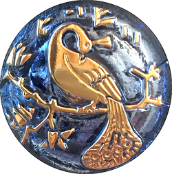 SALE Sapphire / Indigo Peacock Czech Glass Button, 22mm  7/8" # CZ-247