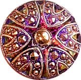 SALE Gold and Purples Mandala Treasure Czech Glass Button 26mm / 1"  # CZ 145-B