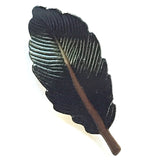 Re-Stocked, Feather, Black Metal Button, 1" by Susan Clarke, USA Made  #997-B