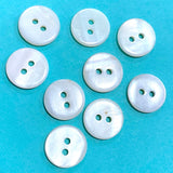 Re-Stocked, Natural White River Shell / Butterscotch Tiger Reverse Side, 1/2" 2-hole Button, Pack of 8 #0021