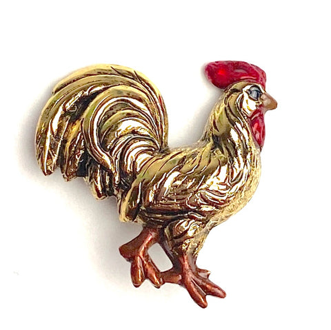 Hen / Chicken Small Brass Button 3/4" by Susan Clarke  #145