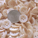 Re-Stocked, Apricot Pearl-White Lustre, Vintage 4-Hole MOP Button, 5/8" MOP Button Pack of 22, 15mm, #KB-926