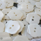 White Shell Flower-Shape 30L Buttons, 19mm / 3/4" Two Holes, Pack of 3 Buttons, #KB-936