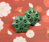 Re-Stocked Green Snowflake-Flower Metal Button 3/4" Metal #SWC-50