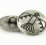 Thunderbird Button, Item # SWC-1, Silver and Black Metal, 3/4" shank back